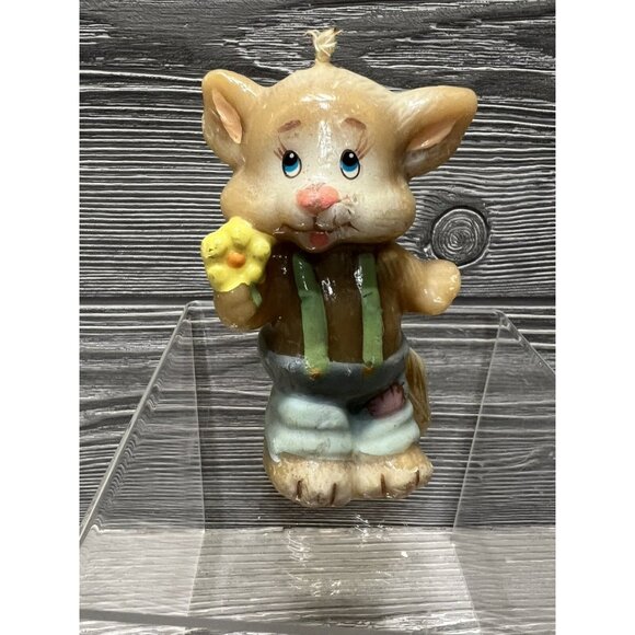 Vintage Kitty Cat Candle Feline Feelins 1980s Cute Figural Wax Kitten Decor - Picture 1 of 7